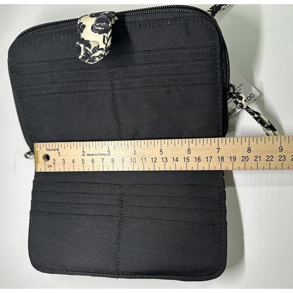 NWT Vera Bradley Large Tab Nylon Wallet Bubbly Flowers Black Pattern MSRP $95.00 - Picture 5 of 13